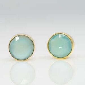 Chalcedony Rose Cut Rose 925 gold plated stud earrings